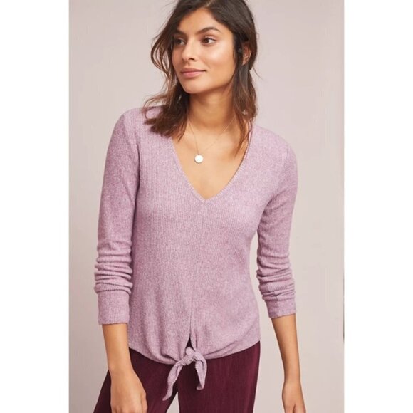 Anthropologie Saturday Sunday‎ Emilia Brushed Fleece Tie Front Top Small - Picture 1 of 8